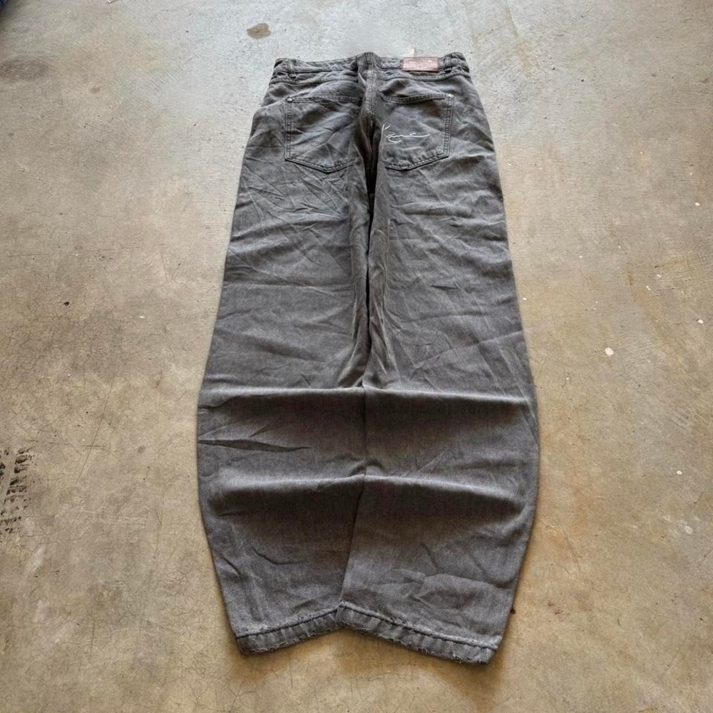 baggy Karl Kani gray black southpole style tapered denim y2k skater jeans
